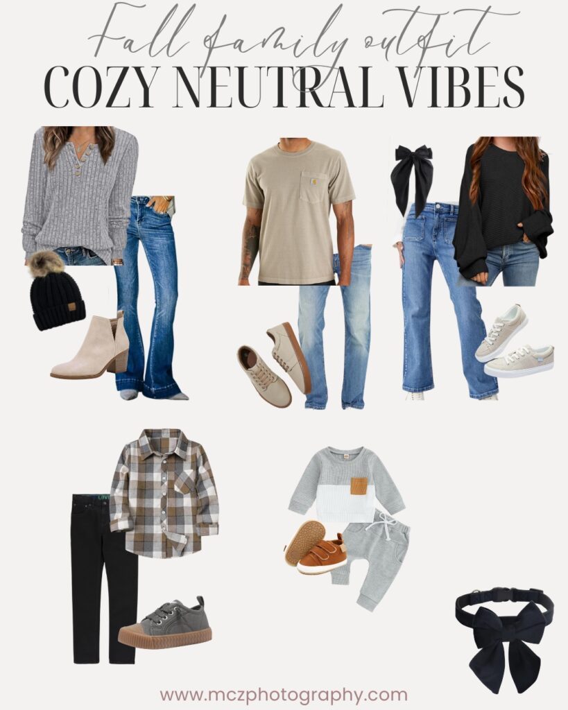 A fall family outfit guide for a cozy neutral look. 